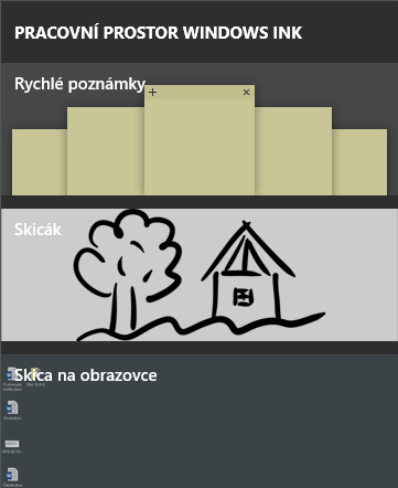 Pracovní prostor windows ink