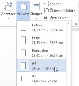 Volba velikosti papru
